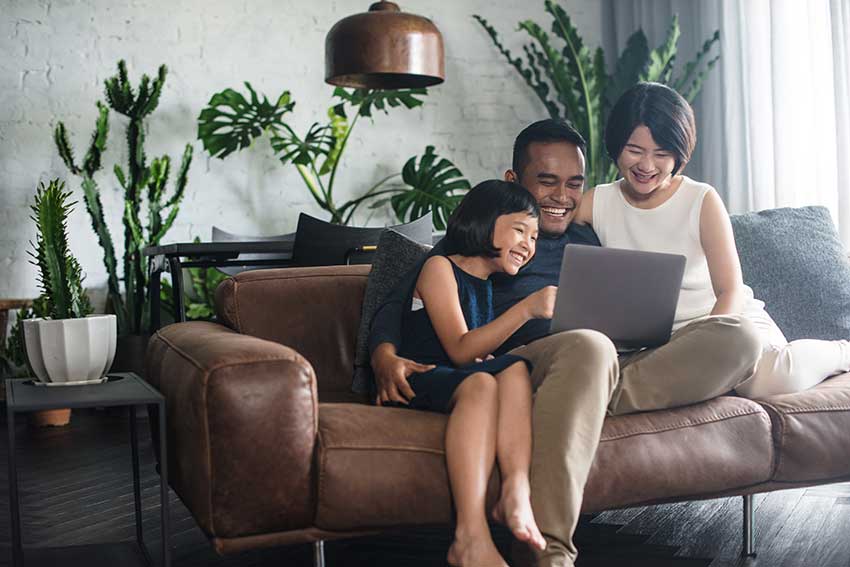 family on the couch